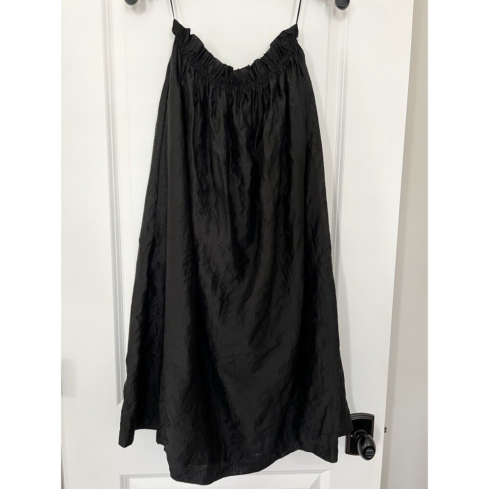 J. Crew Black Elastic Waist Crinkle Midi Skirt Size XS EUC